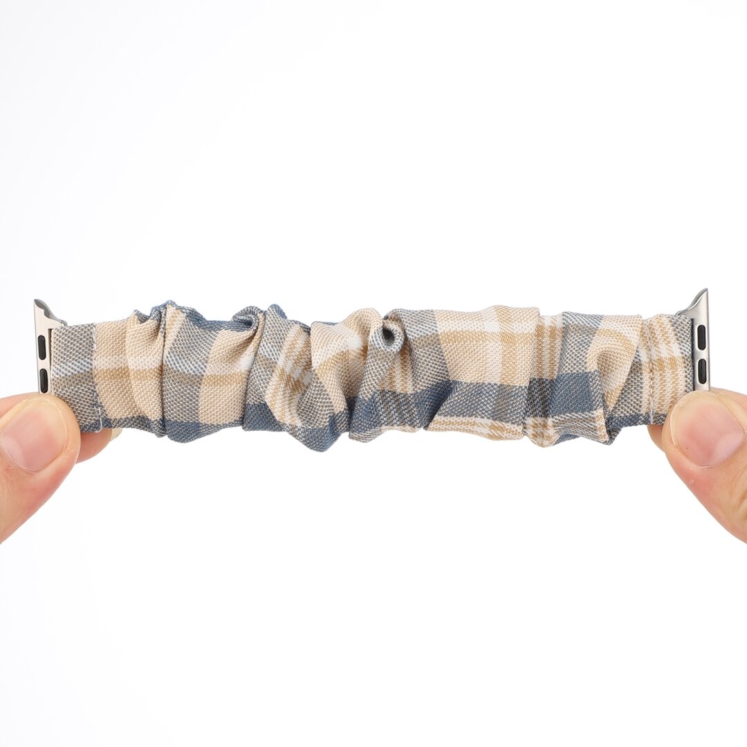 Elastisches Armband - Khaki / Dunkelblau - Geeignet f&uuml;r Apple Watch 38mm / 40mm / 41mm / 42mm