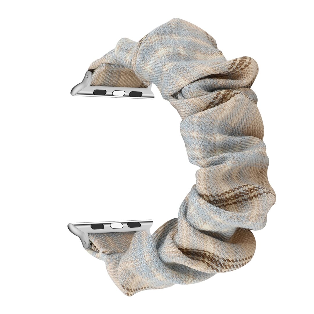 Elastisches Armband - Khaki / Hellblau - Geeignet f&uuml;r Apple Watch 38mm / 40mm / 41mm / 42mm