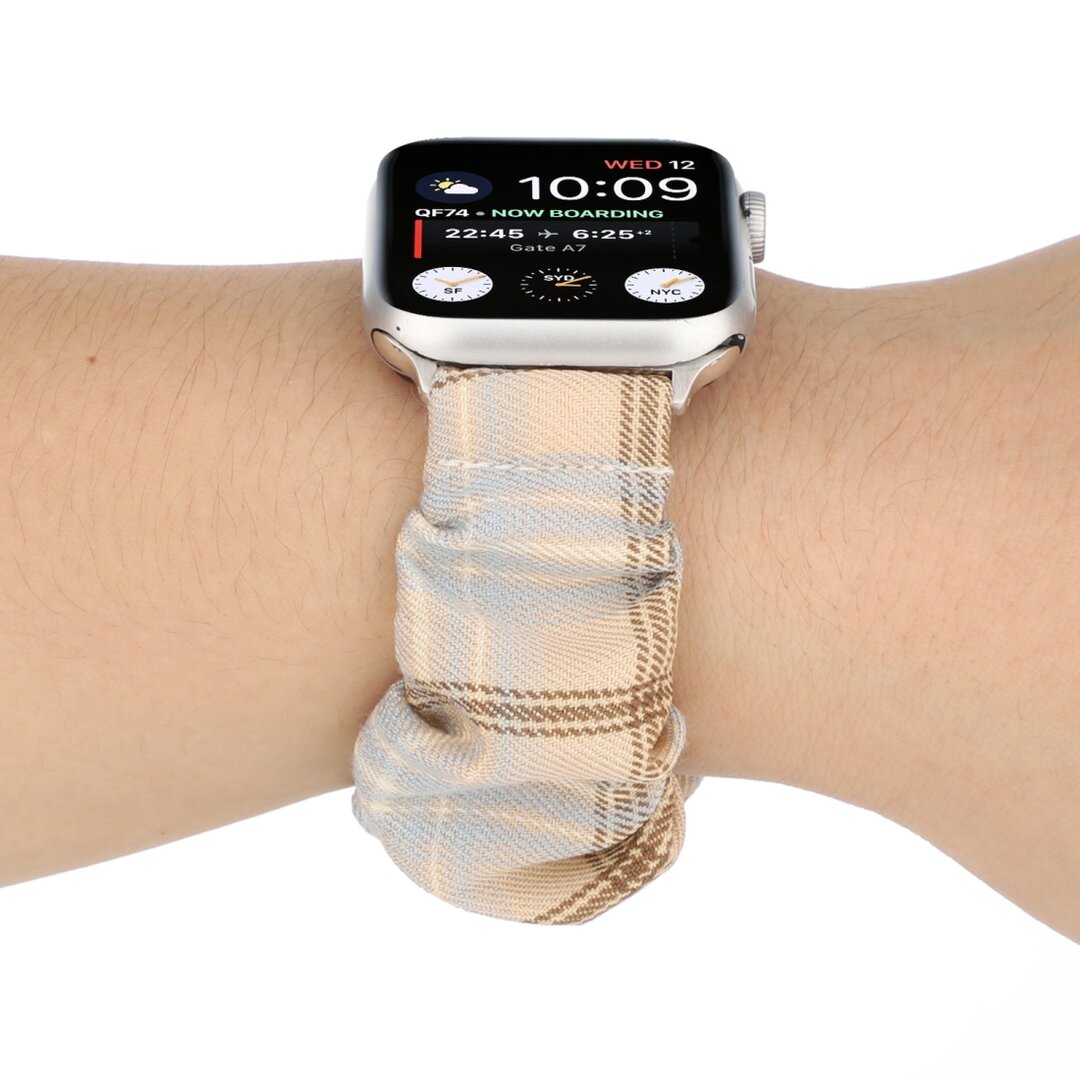 Elastisches Armband - Khaki / Hellblau - Geeignet f&uuml;r Apple Watch 38mm / 40mm / 41mm / 42mm