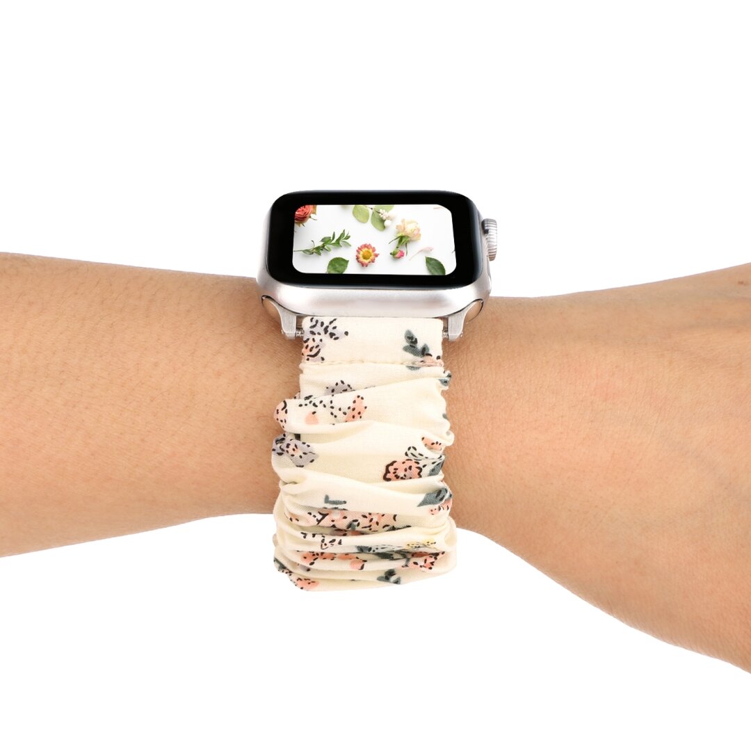 Elastisches Armband - Floraler Druck leicht - Geeignet f&uuml;r Apple Watch 44mm / 45mm / 46mm / 49mm