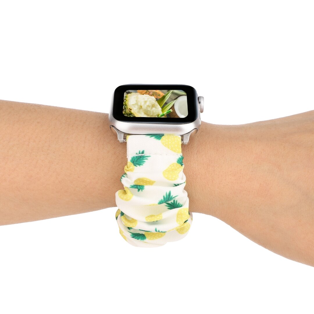 Elastisches Armband - Ananas-Druck - Geeignet f&uuml;r Apple Watch 44mm / 45mm / 46mm / 49mm