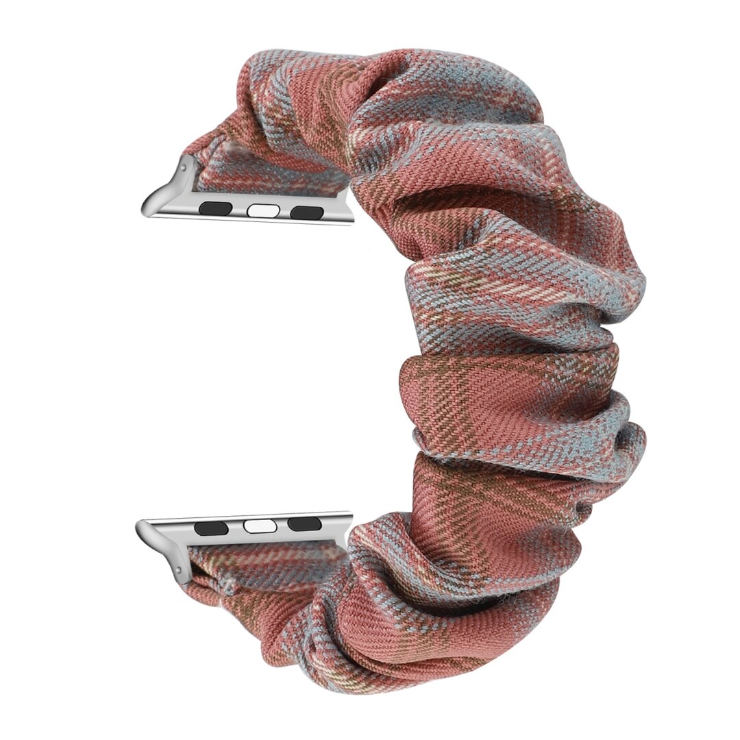 Elastisches Armband - Hellrot / Blau - Geeignet f&uuml;r Apple Watch 44mm / 45mm / 46mm / 49mm