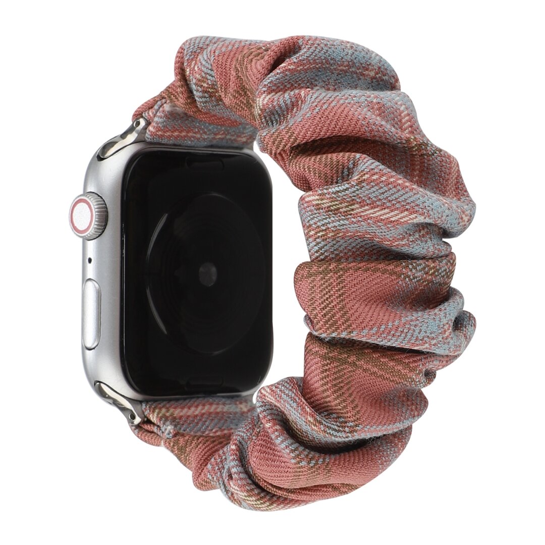 Elastisches Armband - Hellrot / Blau - Geeignet f&uuml;r Apple Watch 44mm / 45mm / 46mm / 49mm