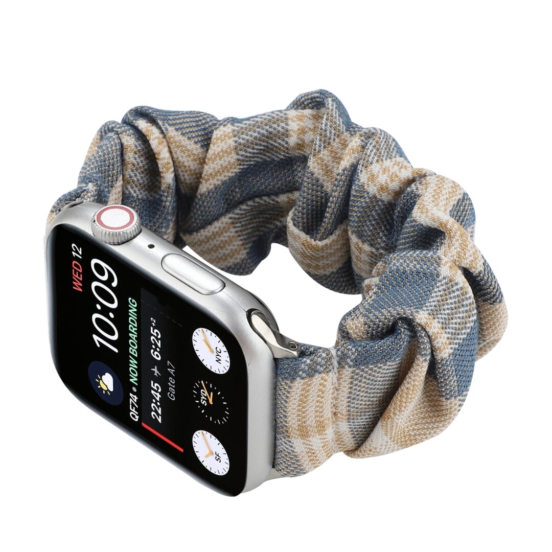 Elastisches Armband - Khaki / Dunkelblau - Geeignet f&uuml;r Apple Watch 44mm / 45mm / 46mm / 49mm