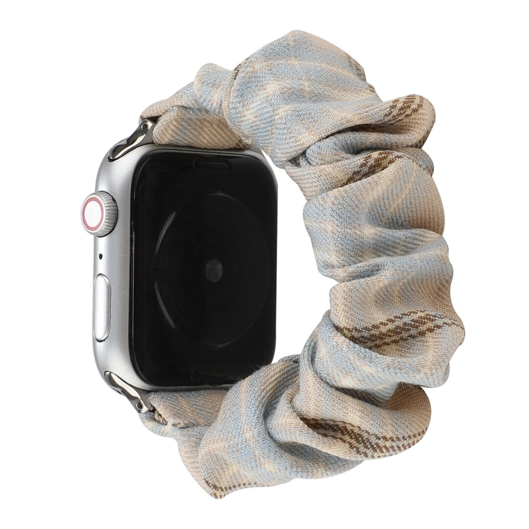 Elastisches Armband - Khaki / Hellblau - Geeignet f&uuml;r Apple Watch 44mm / 45mm / 46mm / 49mm
