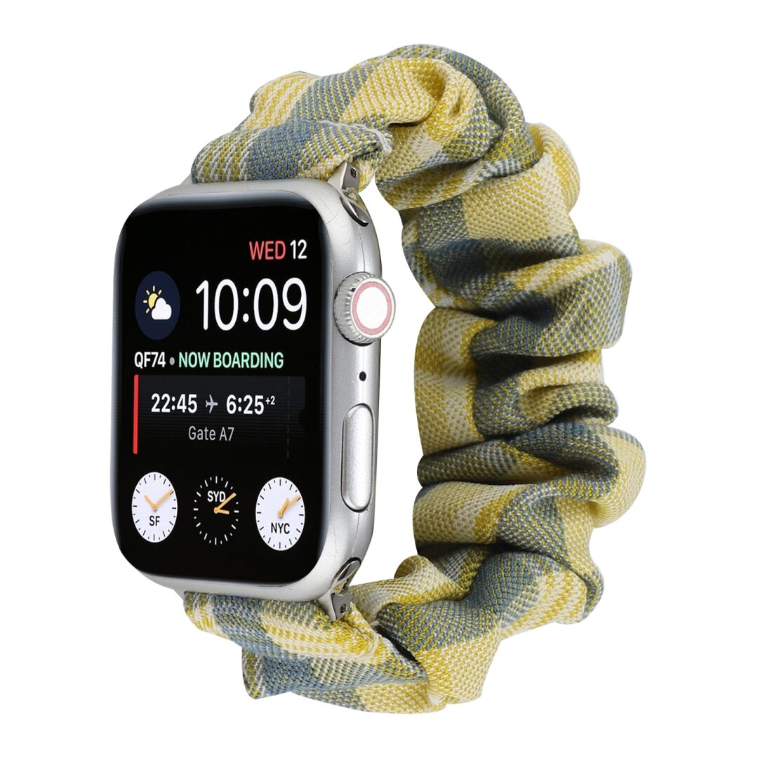 Elastisches Armband - Gelb / Blau - Geeignet f&uuml;r Apple Watch 44mm / 45mm / 46mm / 49mm