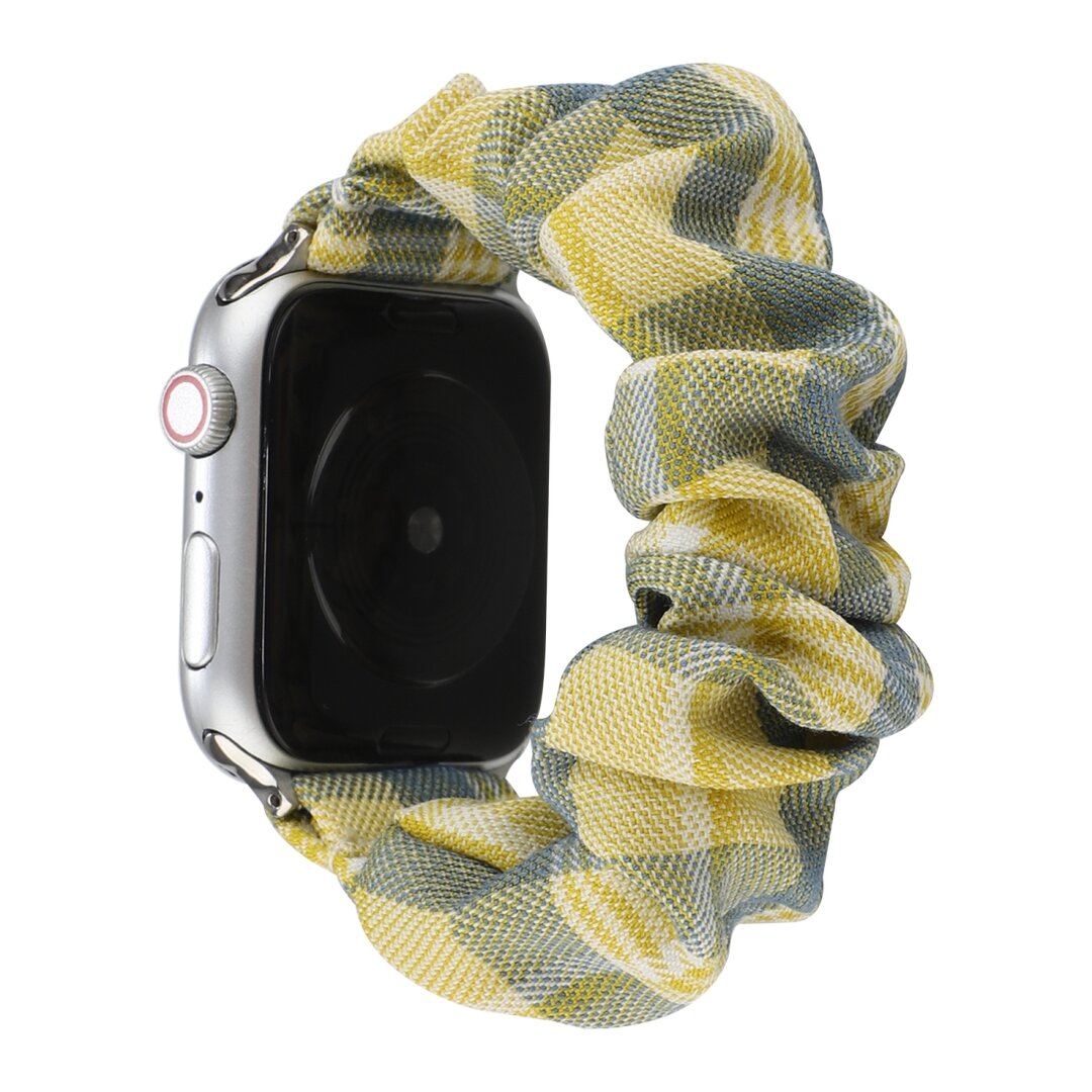 Elastisches Armband - Gelb / Blau - Geeignet f&uuml;r Apple Watch 44mm / 45mm / 46mm / 49mm