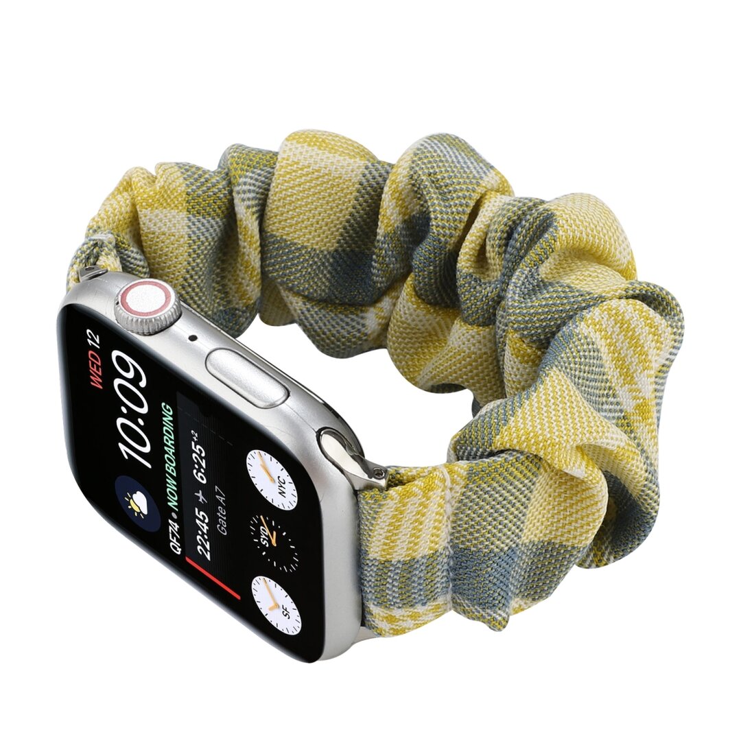 Elastisches Armband - Gelb / Blau - Geeignet f&uuml;r Apple Watch 44mm / 45mm / 46mm / 49mm
