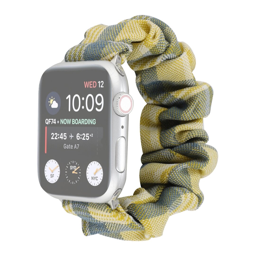 Elastisches Armband - Gelb / Blau - Geeignet f&uuml;r Apple Watch 44mm / 45mm / 46mm / 49mm