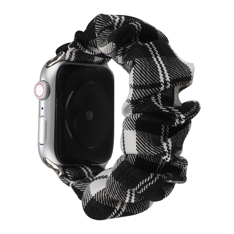 Elastisches Armband - Schwarz / Wei&szlig; - Geeignet f&uuml;r Apple Watch 44mm / 45mm / 46mm / 49mm