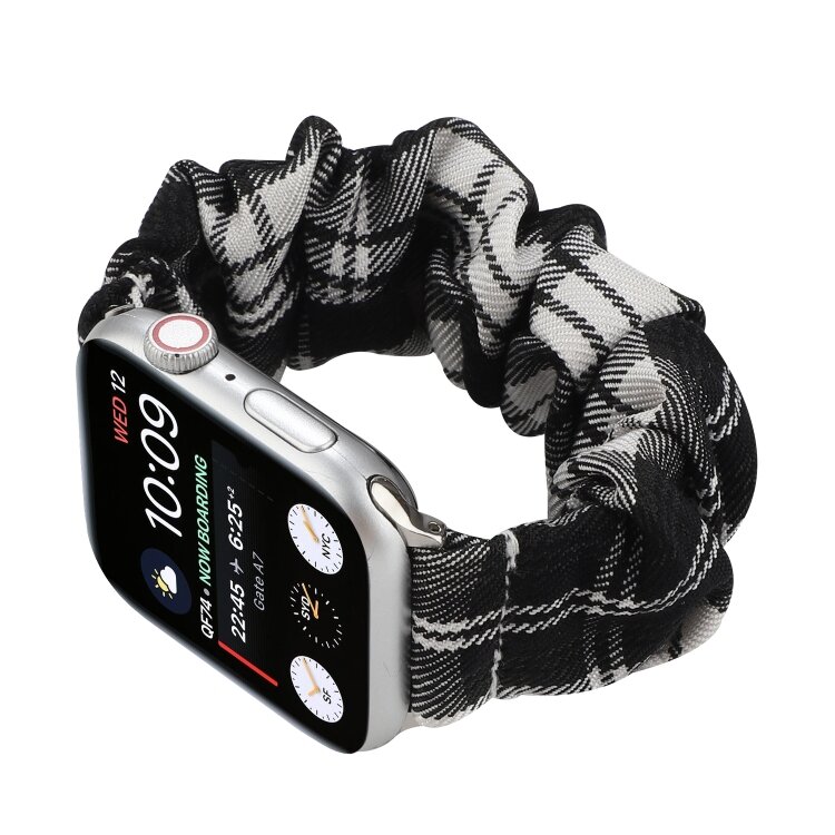 Elastisches Armband - Schwarz / Wei&szlig; - Geeignet f&uuml;r Apple Watch 44mm / 45mm / 46mm / 49mm