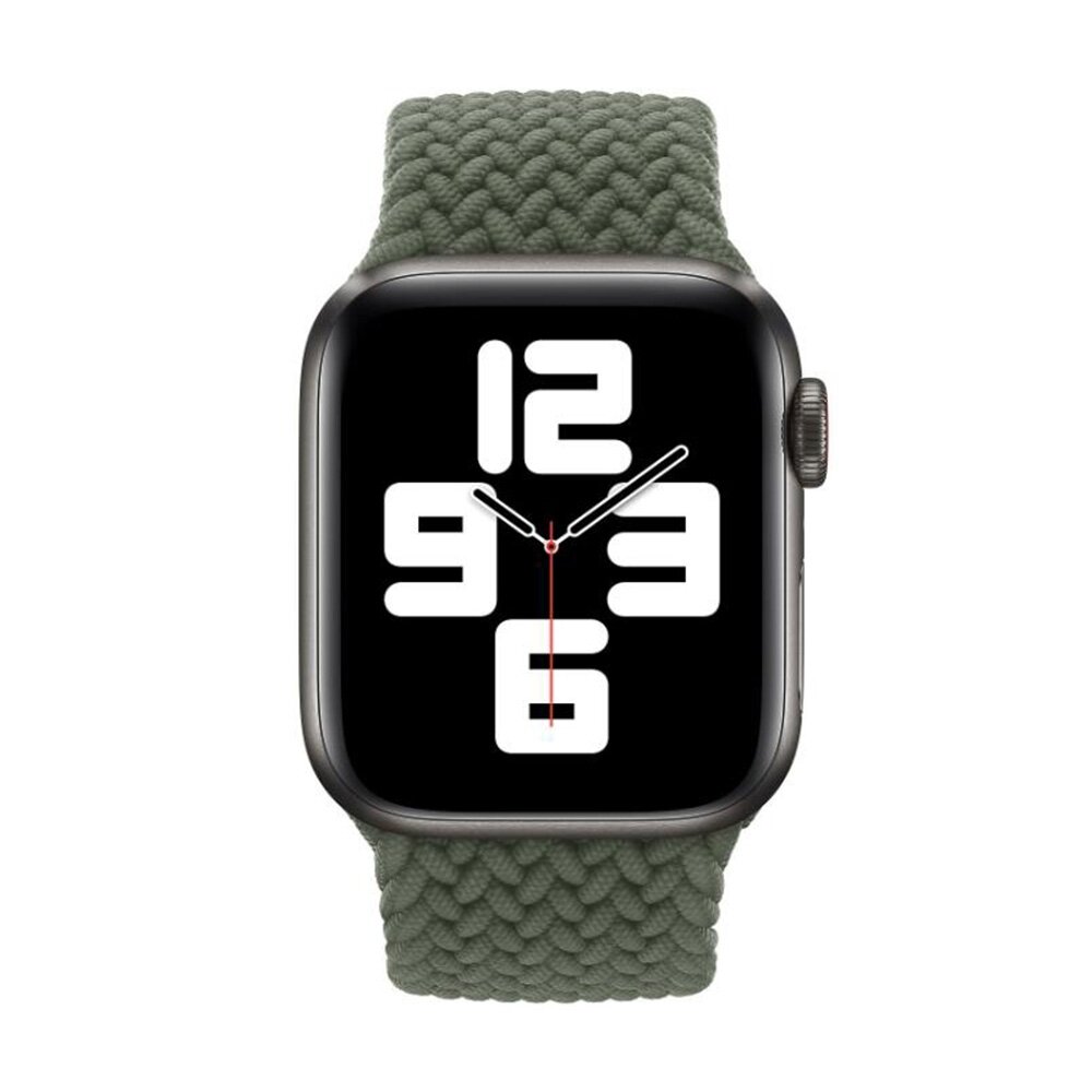 Geflochtenes Solo Loop Armband - Gr&ouml;&szlig;e: S - Gr&uuml;n - Geeignet f&uuml;r Apple Watch 38mm / 40mm / 41mm / 42mm