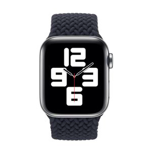 Geflochtenes Solo Loop Armband - Gr&ouml;&szlig;e: L - Dunkelblau - Geeignet f&uuml;r Apple Watch 38mm / 40mm / 41mm / 42mm
