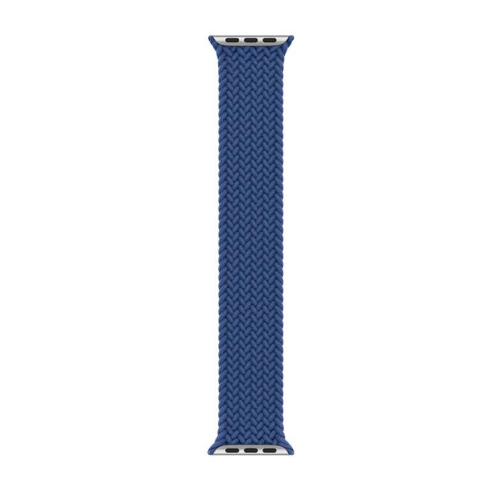 Geflochtenes Solo Loop Armband - Gr&ouml;&szlig;e: L - Blau - Geeignet f&uuml;r Apple Watch 38mm / 40mm / 41mm / 42mm