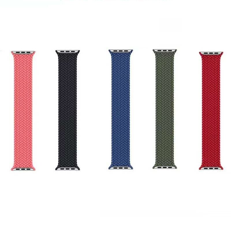 Geflochtenes Solo Loop Armband - Gr&ouml;&szlig;e: S - Schwarz - Geeignet f&uuml;r Apple Watch 44mm / 45mm / 46mm / 49mm