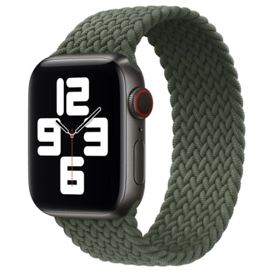 Geflochtenes Solo Loop Armband - Gr&ouml;&szlig;e: L - Gr&uuml;n - Geeignet f&uuml;r Apple Watch 44mm / 45mm / 46mm / 49mm