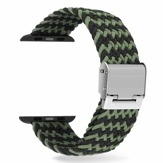 Geflochtenes Armband - Schwarz / Gr&uuml;n - Geeignet f&uuml;r Apple Watch 44mm / 45mm / 46mm / 49mm