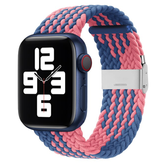 Geflochtenes Armband - Rosa / Blau - Geeignet f&uuml;r Apple Watch 44mm / 45mm / 46mm / 49mm