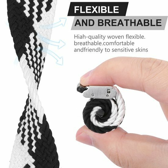 Geflochtenes Armband - Schwarz mit Wei&szlig; - Geeignet f&uuml;r Apple Watch 44mm / 45mm / 46mm / 49mm