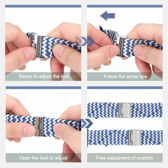 Geflochtenes Band - Blau / Wei&szlig; - Geeignet f&uuml;r Apple Watch 44mm / 45mm / 46mm / 49mm