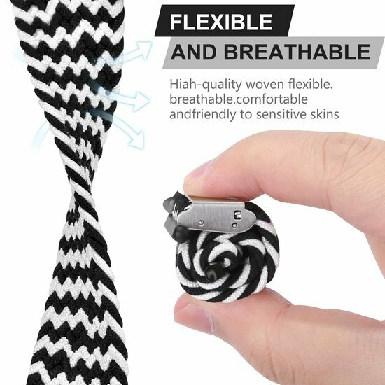 Geflochtenes Band - Schwarz / Wei&szlig; - Geeignet f&uuml;r Apple Watch 44mm / 45mm / 46mm / 49mm