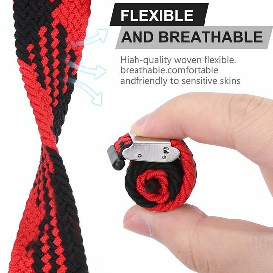 Geflochtenes Armband - Rot mit Schwarz - Geeignet f&uuml;r Apple Watch 44mm / 45mm / 46mm / 49mm
