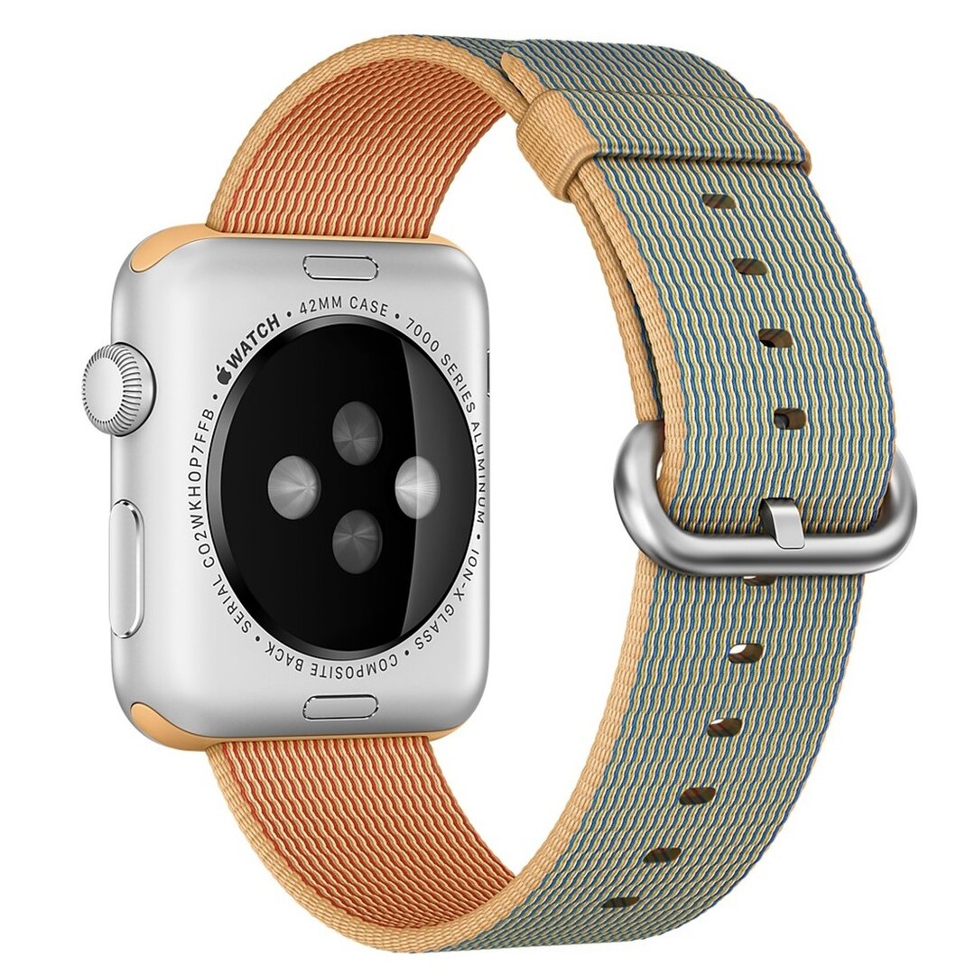 Nylonband - Hellbraun / Blau - Geeignet f&uuml;r Apple Watch 44mm / 45mm / 46mm / 49mm