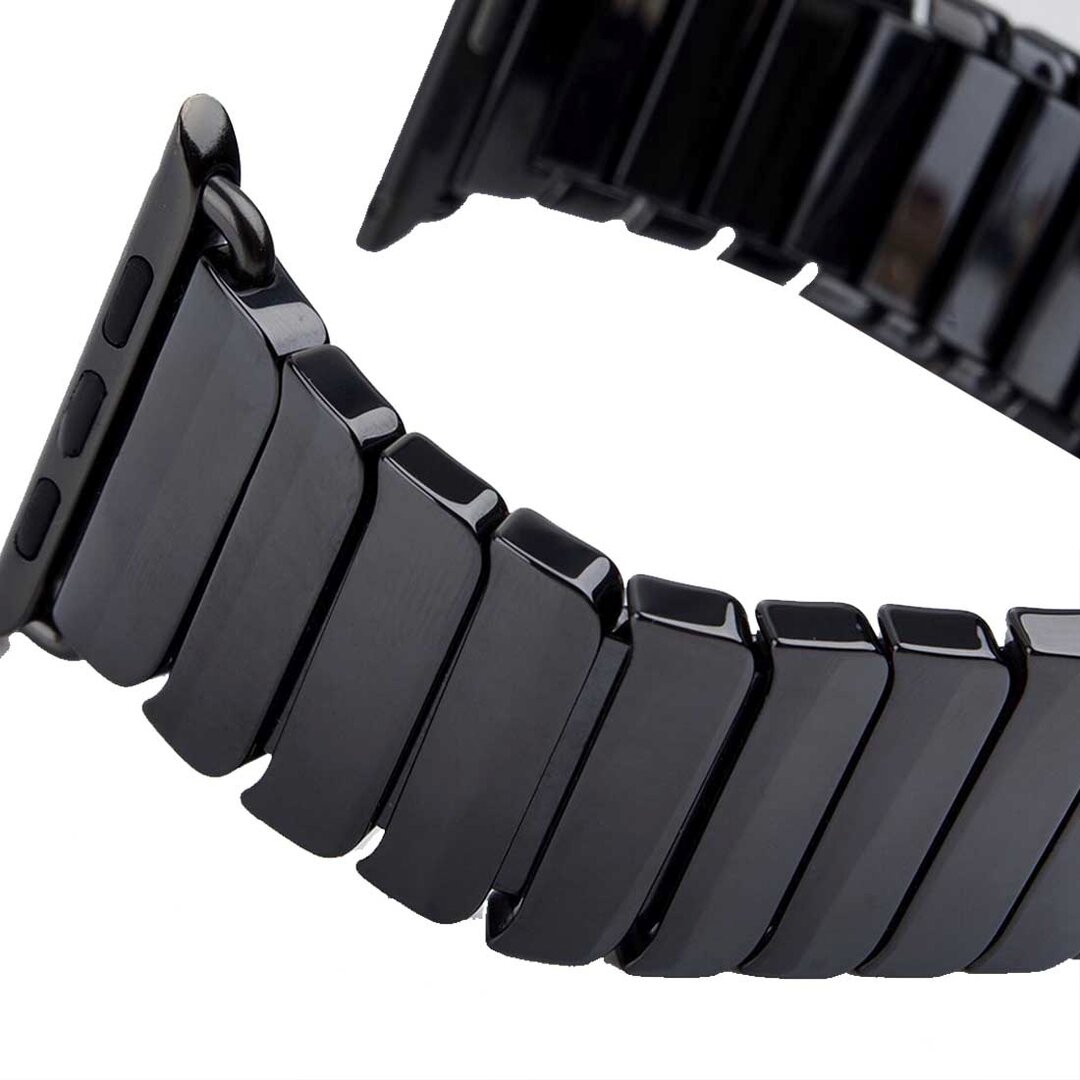 Gliederarmband Keramikband - Schwarz - Geeignet f&uuml;r Apple Watch 38mm / 40mm / 41mm / 42mm