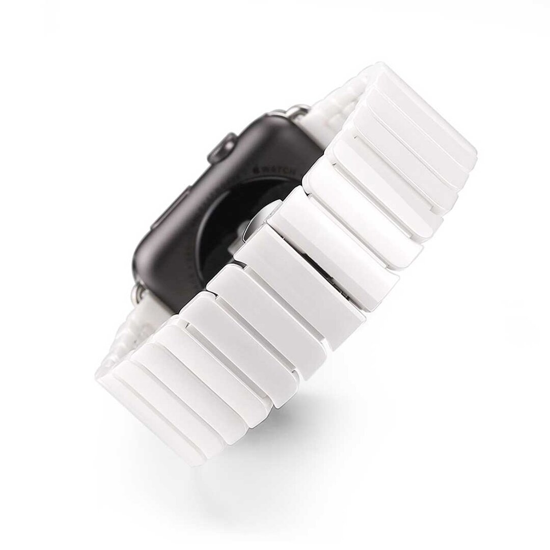 Gliederarmband Keramikband - Wei&szlig; - Geeignet f&uuml;r Apple Watch 38mm / 40mm / 41mm / 42mm