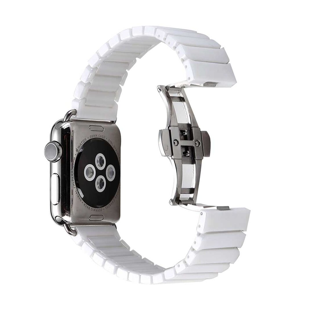Gliederarmband Keramikband - Wei&szlig; - Geeignet f&uuml;r Apple Watch 38mm / 40mm / 41mm / 42mm
