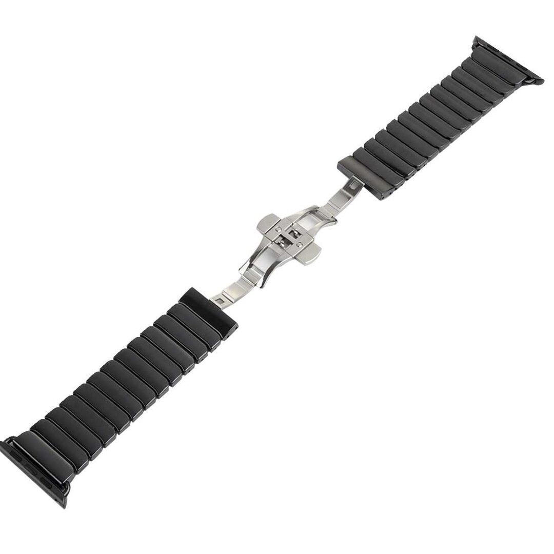 Gliederarmband Keramikband - Schwarz - Geeignet f&uuml;r Apple Watch 44mm / 45mm / 46mm / 49mm