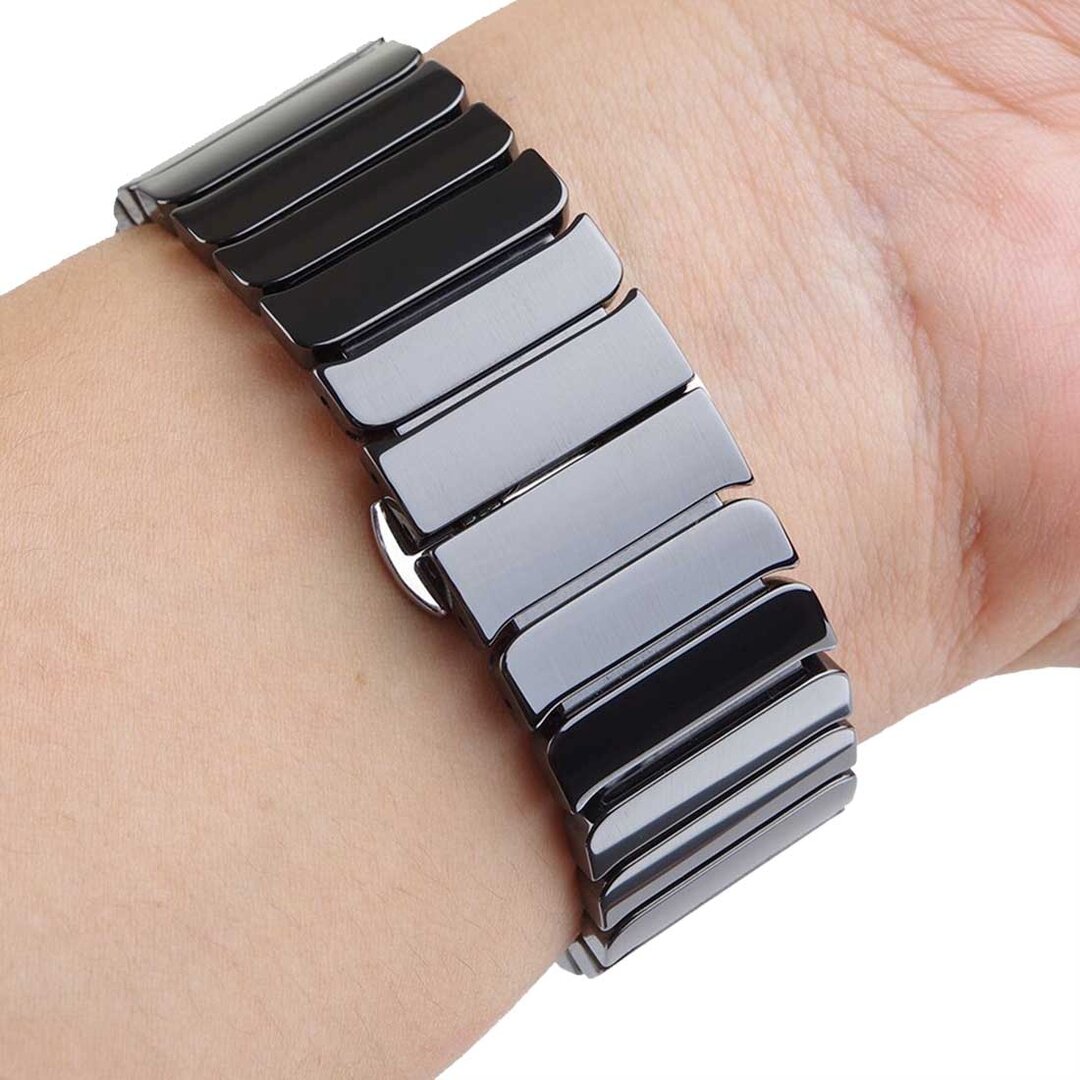 Gliederarmband Keramikband - Schwarz - Geeignet f&uuml;r Apple Watch 44mm / 45mm / 46mm / 49mm