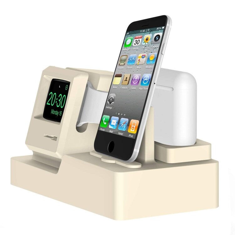 3 in 1 Halterung geeignet f&uuml;r die Apple Watch &amp; Airpods &amp; iPhone - Beige