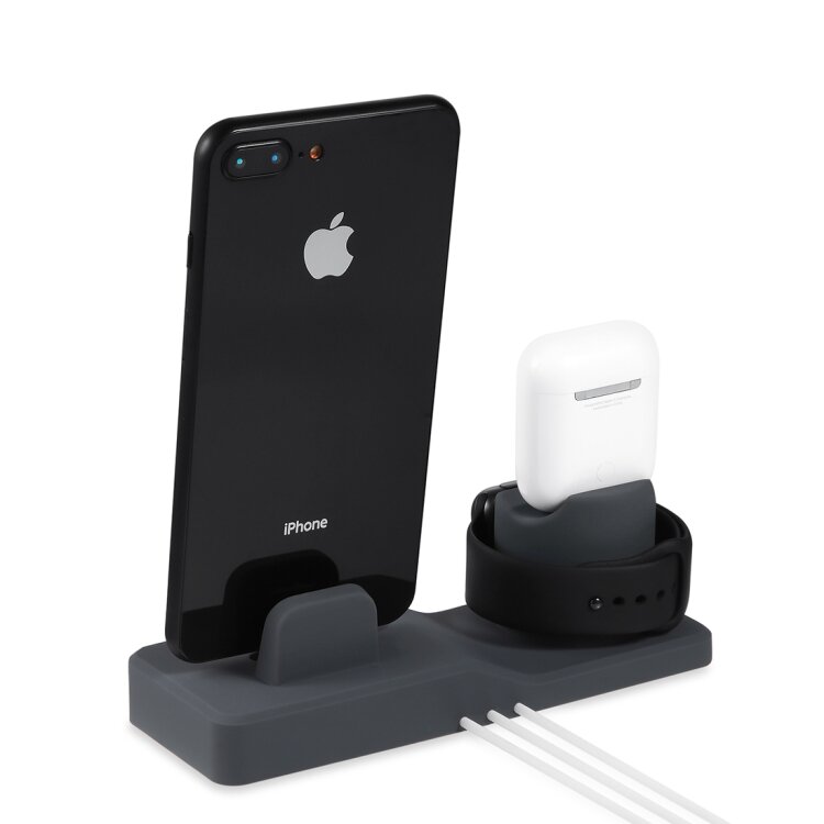 3 in 1 Halterung geeignet f&uuml;r Apple Watch &amp; Airpods &amp; iPhone - Schwarz