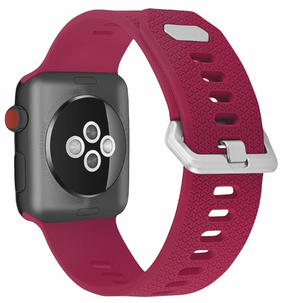 Gemustertes Silikonarmband - Rose Rot - Geeignet f&uuml;r Apple Watch 38mm / 40mm / 41mm / 42mm