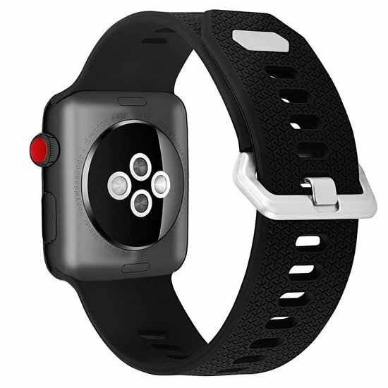 Gemustertes Silikonarmband - Schwarz - Geeignet f&uuml;r Apple Watch 38mm / 40mm / 41mm / 42mm