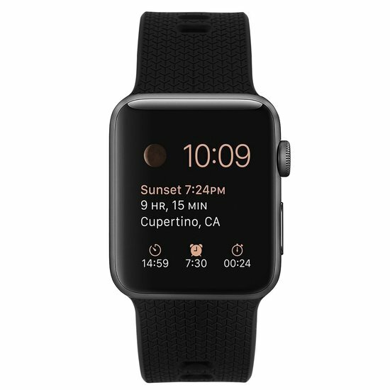 Gemustertes Silikonarmband - Schwarz - Geeignet f&uuml;r Apple Watch 38mm / 40mm / 41mm / 42mm