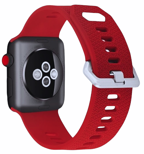 Gemustertes Silikonarmband - Rot - Geeignet f&uuml;r Apple Watch 44mm / 45mm / 46mm / 49mm