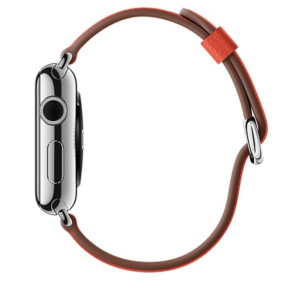 Klassisches Lederarmband - Hellorange/Braun - Geeignet f&uuml;r Apple Watch 38mm / 40mm / 41mm / 42mm