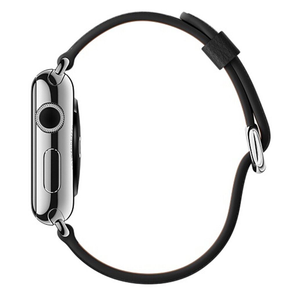 Klassisches Lederarmband - Schwarz - Geeignet f&uuml;r Apple Watch 38mm / 40mm / 41mm / 42mm