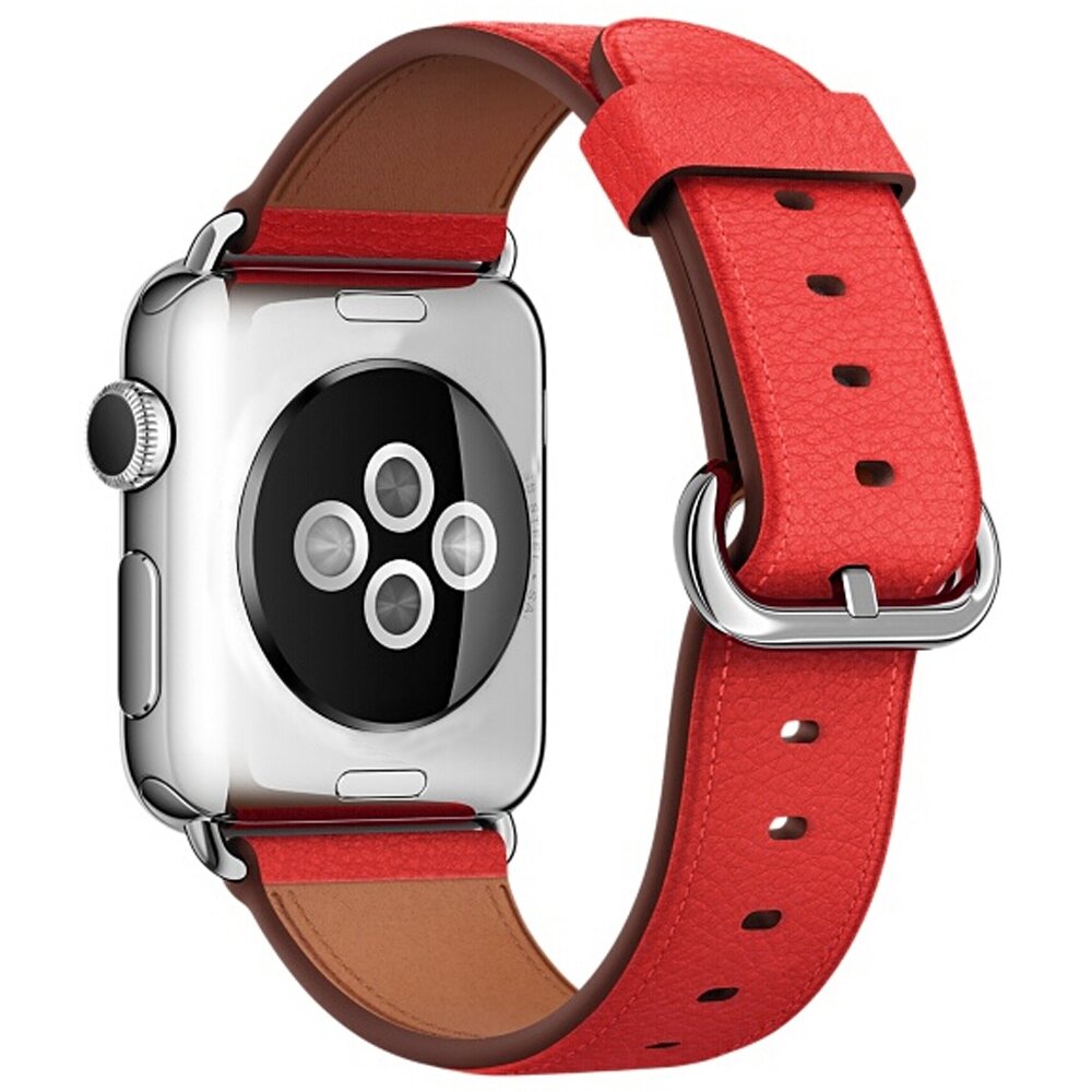 Klassisches Lederarmband - Rot - Geeignet f&uuml;r Apple Watch 44mm / 45mm / 46mm / 49mm
