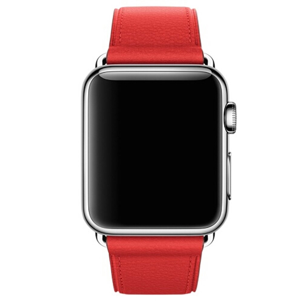 Klassisches Lederarmband - Rot - Geeignet f&uuml;r Apple Watch 44mm / 45mm / 46mm / 49mm