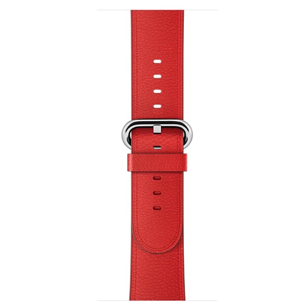 Klassisches Lederarmband - Rot - Geeignet f&uuml;r Apple Watch 44mm / 45mm / 46mm / 49mm