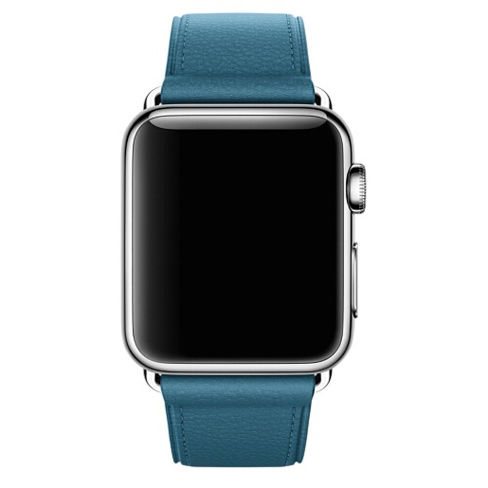 Klassisches Lederarmband - Blau - Geeignet f&uuml;r Apple Watch 44mm / 45mm / 46mm / 49mm