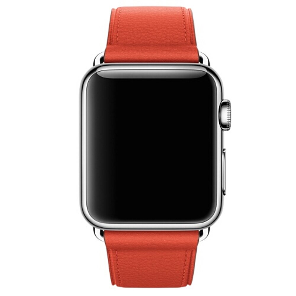 Klassisches Lederarmband - Orange / Braun - Geeignet f&uuml;r Apple Watch 44mm / 45mm / 46mm / 49mm