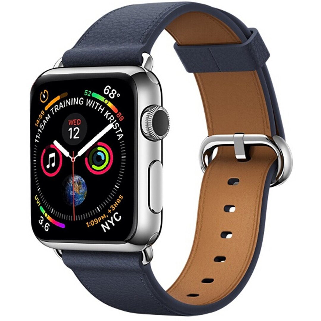 Klassisches Lederarmband - Mitternachtsblau - Geeignet f&uuml;r Apple Watch 44mm / 45mm / 46mm / 49mm