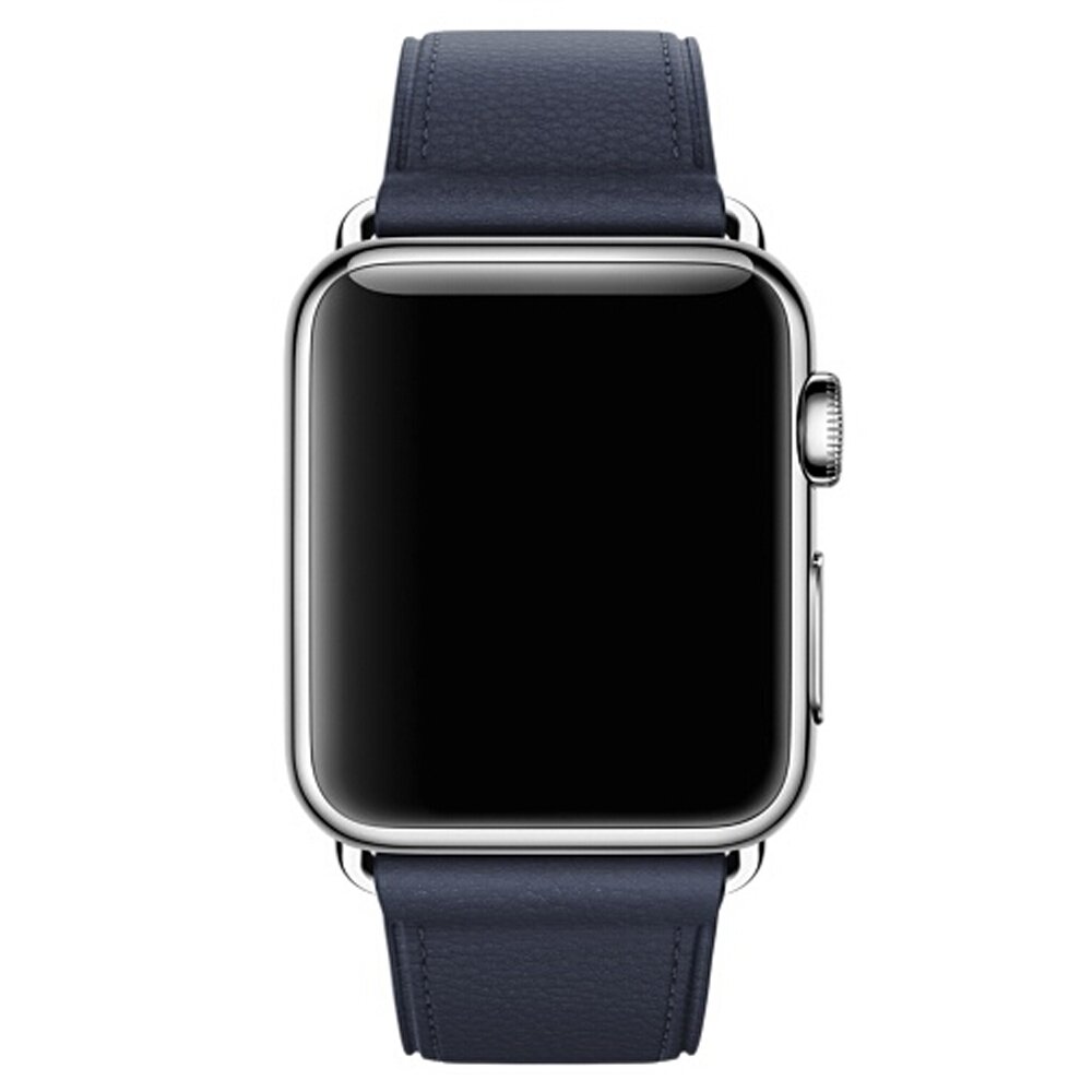 Klassisches Lederarmband - Mitternachtsblau - Geeignet f&uuml;r Apple Watch 44mm / 45mm / 46mm / 49mm