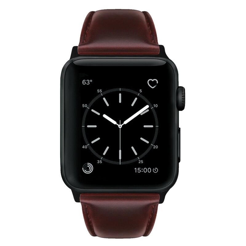 Luxus-Echtlederarmband - Braun - Geeignet f&uuml;r Apple Watch 38mm / 40mm / 41mm / 42mm