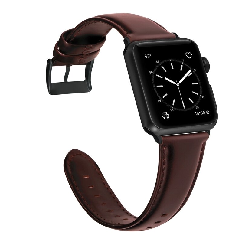 Luxus-Echtlederarmband - Braun - Geeignet f&uuml;r Apple Watch 38mm / 40mm / 41mm / 42mm