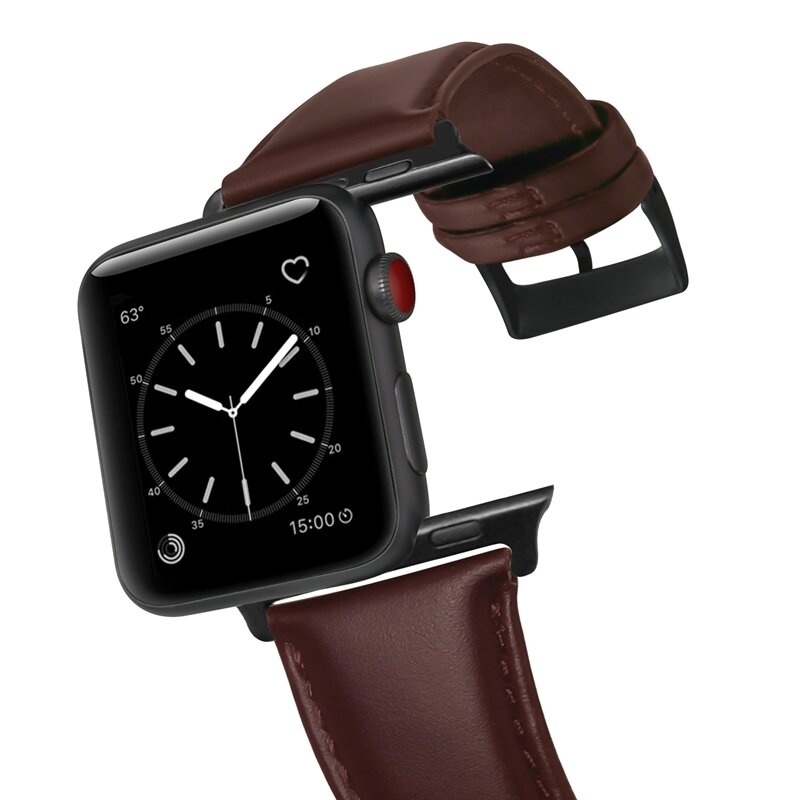 Luxus-Echtlederarmband - Braun - Geeignet f&uuml;r Apple Watch 38mm / 40mm / 41mm / 42mm